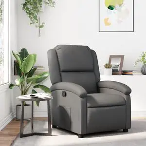 vidaXL Recliner Chair Wingback Reclining Armchair for Elderly Gray Faux Leather