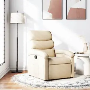 vidaXL Recliner Chair Adjustable Reclining Chair for Elderly Cream Fabric