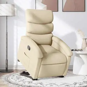 vidaXL Stand up Recliner Chair Power Lift Reclining Armchair Cream Fabric