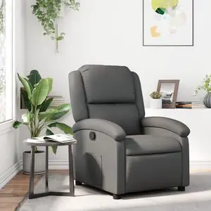 vidaXL Recliner Chair Adjustable Wingback Armchair for Elderly Gray Faux Leather