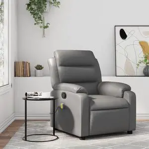 vidaXL Massage Recliner Chair Reclining Armchair for Elderly Gray Faux Leather