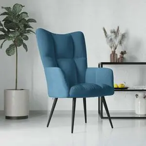 vidaXL Relaxing Chair Accent Seating Furniture Living Room Office Blue Velvet