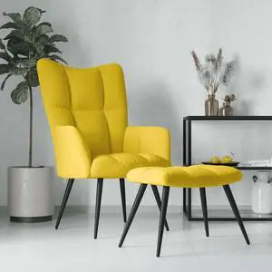vidaXL Relaxing Chair with a Stool Living Room Furniture Mustard Yellow Velvet