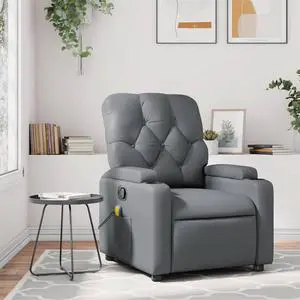 vidaXL Massage Recliner Chair Reclining Armchair for Elderly Gray Faux Leather
