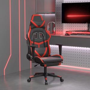 vidaXL Massage Gaming Chair for Adult, Reclining Computer Chair with Footrest and Headrest, Height Adjustable Office Chair with 360°-Swivel Castors, Black and Red Faux Leather