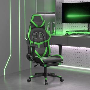 vidaXL Massage Gaming Chair for Adult, Reclining Computer Chair with Footrest and Headrest, Height Adjustable Office Chair with 360°-Swivel Castors, Black and Green Faux Leather