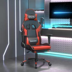 vidaXL Massage Gaming Chair for Adult, Reclining Computer Chair with Footrest and Headrest, Height Adjustable Office Chair with 360°-Swivel Castors, Black and Red Faux Leather