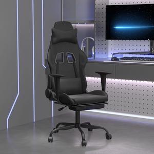 vidaXL Massage Gaming Chair for Adult, Reclining Computer Chair with Footrest and Headrest, Height Adjustable Office Chair with 360°-Swivel Castors, Black Faux Leather