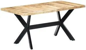 vidaXL Solid Rough Mango Wood Dining Table 63" Kitchen Dinner Dining Room