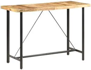 vidaXL Solid Rough Mango Wood Bar Table 59.1" Kitchen Dining Dinner Table