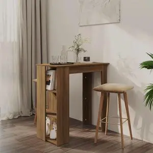 vidaXL Bar Table with Shelf Brown Oak Engineered Wood Bistro Table Furniture
