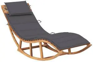 vidaXL Patio Lounge Chair Rocking Sunlounger with Cushion Sunbed Solid Teak Wood