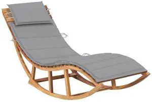 vidaXL Patio Lounge Chair Outdoor Chaise Lounge with Cushion Solid Teak Wood