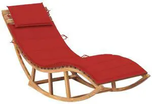 vidaXL Patio Lounge Chair Outdoor Chaise Lounge with Cushion Solid Teak Wood