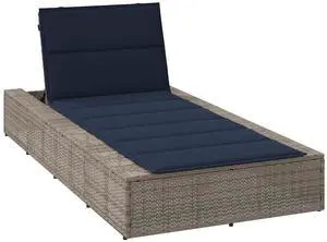 vidaXL Sunbed with Floating Cushion Gray Poly Rattan outdoor sunbed
