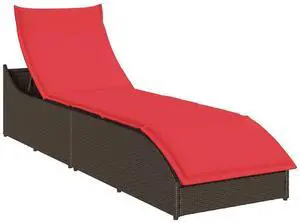 vidaXL Folding Sun Lounger with Cushion and Storage Brown Poly Rattan