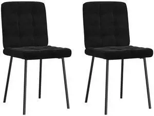 vidaXL Dining Chairs 2 pcs Black Velvet dinner chair kitchen chair dining seat