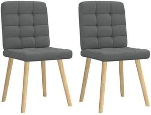 vidaXL Dining Chairs 2 pcs  Dark Gray  Fabric dinner chair kitchen chair