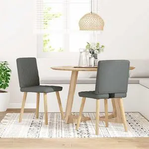 vidaXL Dining Chairs 2 pcs Dark Gray Fabric dinner chair kitchen chair