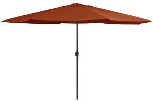 vidaXL Garden Parasol with Metal Pole Patio Umbrella Sunshade 153.5" Terracotta
