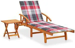 vidaXL Sun Lounger Outdoor Sunbed with Table and Cushion Solid Wood Acacia