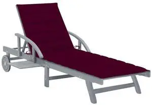vidaXL Sun Lounger Outdoor Chaise Lounge Chair with Cushion Solid Wood Acacia