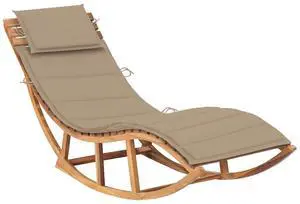 vidaXL Daybed Rocking Sun Lounger with Cushion for Garden Solid Wood Teak
