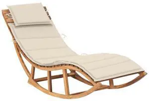 vidaXL Patio Lounge Chair Outdoor Chaise Lounge with Cushion Solid Teak Wood