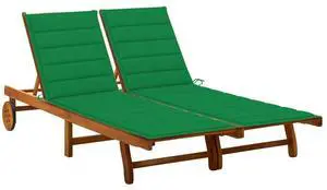 vidaXL Solid Acacia Wood 2-Person Patio Sun Lounger with Cushions Garden Seat