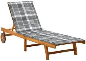 vidaXL Sun Lounger Outdoor Chaise Lounge Chair with Cushion Solid Wood Acacia