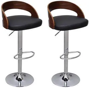 vidaXL Bar Stools Counter Chair with Footrest for Dining Room 2 Pcs Bent Wood