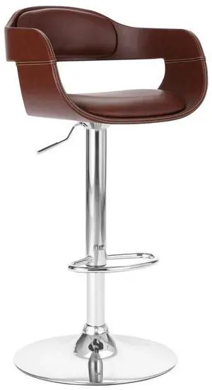 vidaXL Bar Stool Counter Chair with Footrest for Dining Room Brown Faux Leather