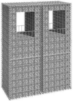 vidaXL 2x Gabion Basket Posts 55.1" Iron Outdoor Garden Patio Basket Planter