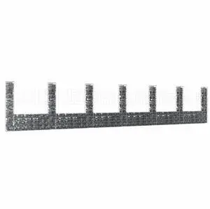vidaXL U-shape Gabion Basket with 7 Posts Iron 291.3" Garden Wire Wall Fence