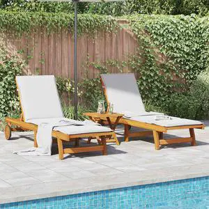 vidaXL Sun Loungers 2 pcs Solid Wood Acacia patio sun lounger sunlounger