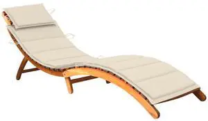 vidaXL Patio Lounge Chair Outdoor Chaise Lounge with Cushion Solid Acacia Wood
