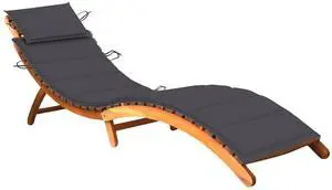 vidaXL Patio Lounge Chair Sunbed with Cushion Sunlounger Solid Acacia Wood