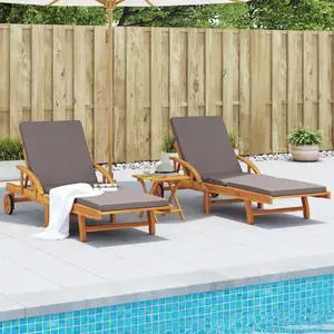 vidaXL Sun Loungers 2 pcs with Cushions 78.7"x26.8"x32.7" Solid Wood Acacia