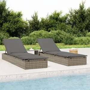 vidaXL Sunbed with Cushion Patio Daybed Wicker Furniture 1 Pc Gray Poly Rattan