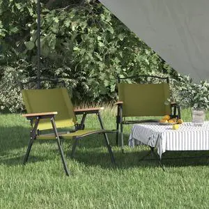 vidaXL Camping Chair 2 Pcs Outdoor Folding Camping Chair Green Oxford Fabric