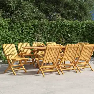 vidaXL Folding Patio Chairs Outdoor Seating Lawn Chair 8 Pcs Solid Wood Teak