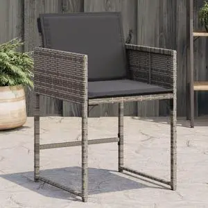 vidaXL Patio Chairs with Cushions Outdoor Furniture 4 Pcs Gray Poly Rattan