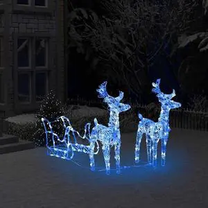 vidaXL Lighted Reindeer and Sleigh Christmas Decoration with 160 LEDs Acrylic