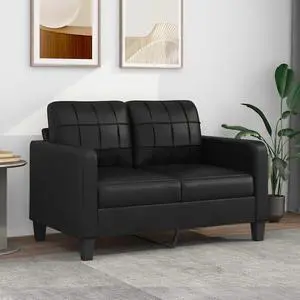 vidaXL Sofa Accent Upholstered Loveseat Couch Sofa Settee Black Faux Leather