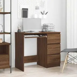 vidaXL Desk Computer Desk Writing Table for Office Brown Oak Engineered Wood