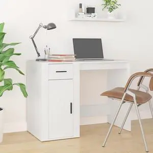 vidaXL Desk Storage Computer Desk Writing Table for Office White Engineered Wood