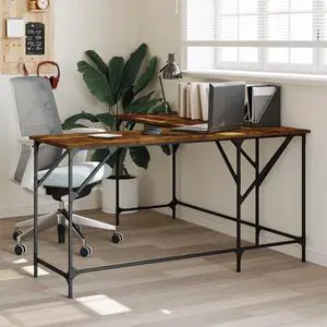 vidaXL Desk Computer Table Furniture for Home Office Smoked Oak Engineered Wood