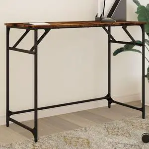 vidaXL Desk End Sofa Table Smoked Oak Engineered Wood and Powder-coated Steel