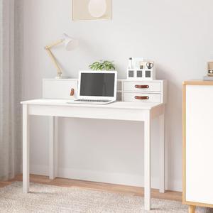 vidaXL Desk Storage Computer Writing Table Furniture White Solid Wood Pine
