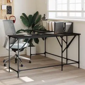vidaXL Desk Computer Table Furniture for Home Office Black Engineered Wood